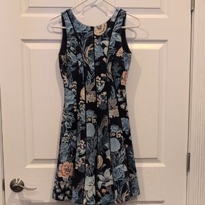 NWOT WHBM Floral Sleeveless Dress - Black and Blue